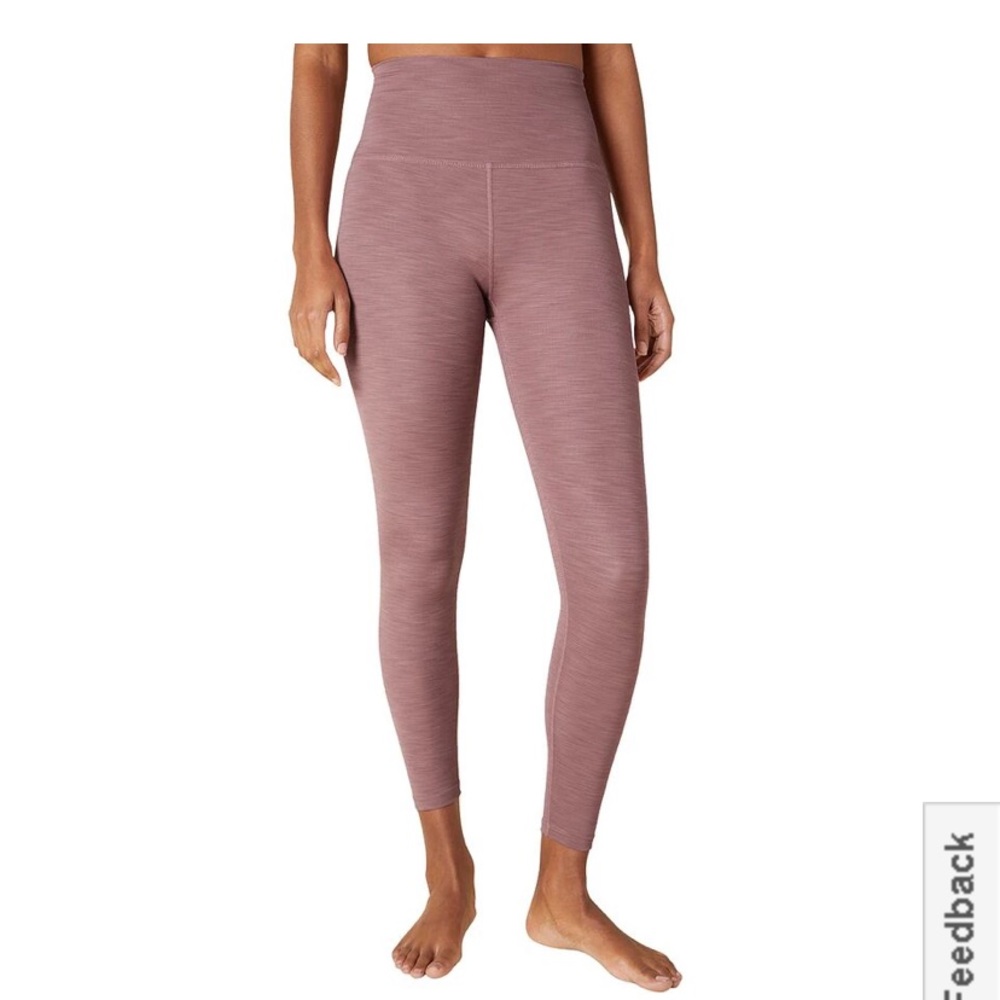Heather Rib High Waist midi legging in Wistful Rouge